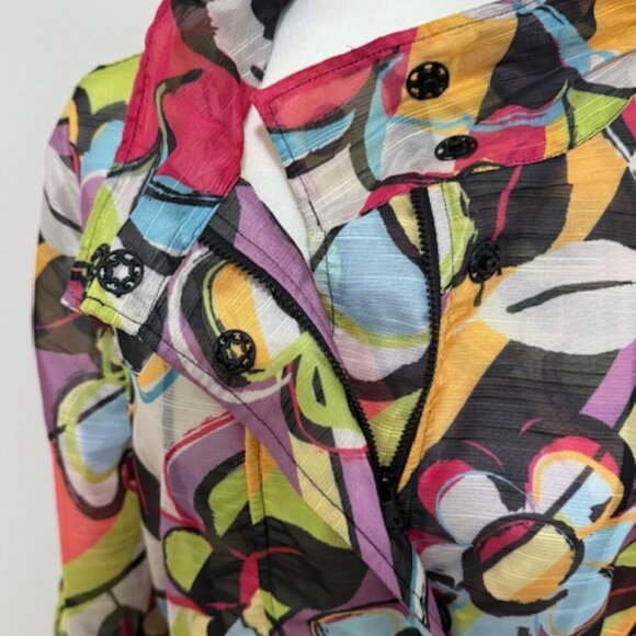 Luii Anthropologie Colorful Lightweight Hooded Zip Jacket Size M - Picture 7 of 9